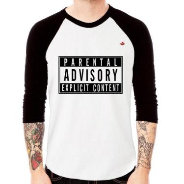 Imagem de Camiseta Raglan Parental Advisory: Explicit Content Manga 3/4 - Foca n