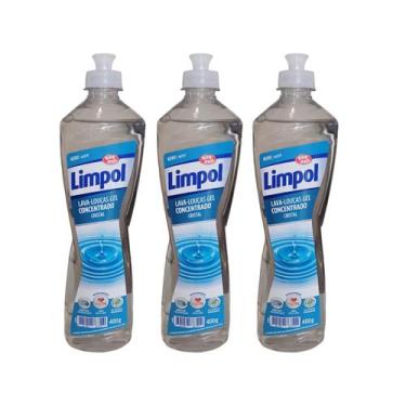 Imagem de Kit 3 Lava Louças Detergente Limpol Gel Concentrado 400g Cristal