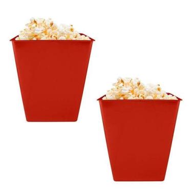 Imagem de Kit 2 Pipoqueira Retrô Vermelho 2,6L Plástico Premium - Bb Store
