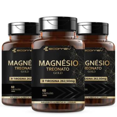 Imagem de 3x Treonato de Magnesio + L Tirosina Gold 500mg 120 Cápsulas Ecomev