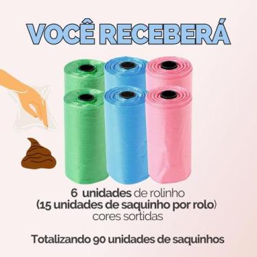 Imagem de Kit Refil Cata Caca Saco Saquinho Coletor Lixo Coco Pet Cães Gatos Hig