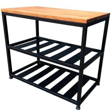 Imagem de Banco Sapateira Industrial Organizadora com Chapas de Ferro em Preto e