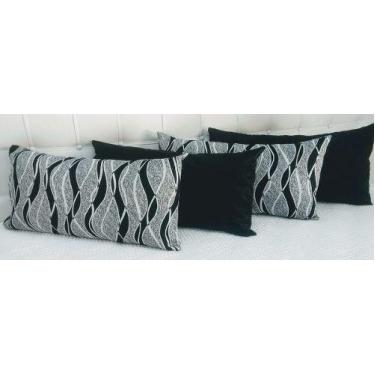 Imagem de - Kit 4 Almofadas Retangulares Jacquard Geométrico E Sued - INGRID BOR