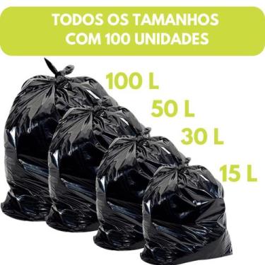 Imagem de Kit de Sacos de Lixo 100 Unidades - Opções 15L, 30L, 50L e 100L - AZ, 