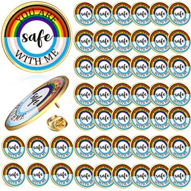 Imagem de You Are Safe with Me Alfinetes de esmalte alfinetes de lapela arco-íris alfinetes de orgulho LGBTQ suporta crachá broche bonito para enfermeira médico estudante colarinho roupas mochila bolsa chapéu decoração jóias engraçadas presente (96 peças)