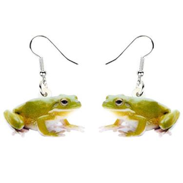 Imagem de BONSNY Brincos de acrílico novidade verde sapo doce pingente joia para mulheres crianças pingentes presentes, Plástico, Arenito