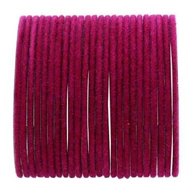 Imagem de Efulgenz Pulseiras indianas para mulheres, conjunto de pulseiras indianas Bollywood de metal liso de veludo, pulseiras de noiva, casamento, moda bijuteria para mulheres (24 peças) tamanho 2,2