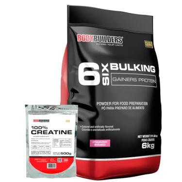 Imagem de Kit 6 Six Bulking Gainers Protein Morango 6kg + 100% Creatina 500g - Bodybuilders