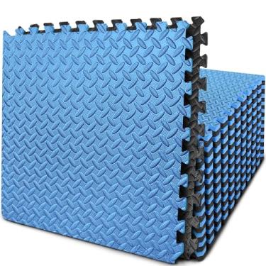 Imagem de BEAUTYOVO Tapete De Exercícios De Quebra-Cabeça Com Tapetes De Ginástica De Espuma Interligados De 24 Ladrilhos, Ladrilhos De Espuma Eva De 24 '' X 24 '', Tapetes De Piso Protetores Interligados Para
