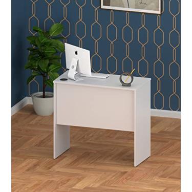 Imagem de Fineboard, Mesa de escrita branca feita nos EUA 80 cm para escritório em casa, 78 cm