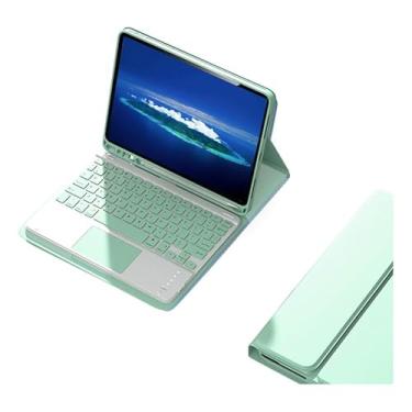 Imagem de Capa Para Tablet Com Teclado Bluetooth Para Samsung Tab S7 Plus/S7 FE/S8 Plus 12,4 Polegadas (Verde Claro, Teclado de toque)