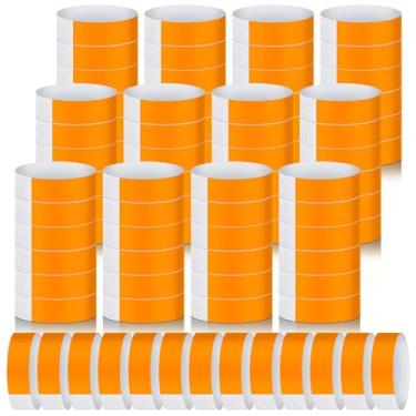 Imagem de Epakh 1000 pulseiras de papel neon à prova d'água para eventos leves para concertos pulseiras adesivas coloridas neon para festas (laranja)