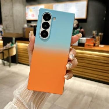 Imagem de Capa de telefone ultrafina fosca gradiente para PC para Samsung Z Fold 6 5 4 5G Fold6 ZFold6 Skin Feel Frosted Shockproof Protection Cover, azul laranja, para Galaxy Z Fold 5