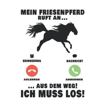 Imagem de Friesenpferd Notizbuch: Mein Friesenpferd ruft an Friese Telefon / 6x9 Zoll / 120 karierte Seiten Seiten