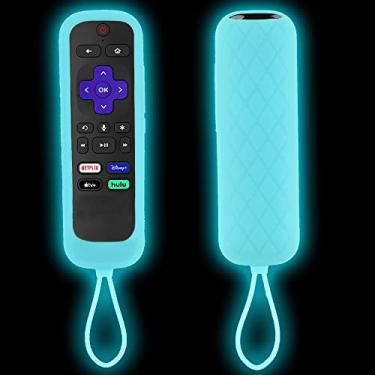 Imagem de TOKERSE Capa de silicone que brilha no escuro compatível com controle remoto Roku Steaming Stick/Express/Premiere – Capa compatível com TCL Roku Smart TV controle remoto capa de substituição – Azul
