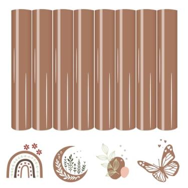 Imagem de HTVSTD Vinil de Transferência de Calor Dark Boho - 8 Folhas 12 * 10" Marrom Htv Light Taupe Vinil de Passar A Ferro para Camisetas Compatível com Cricut/Silhoutte Cameo