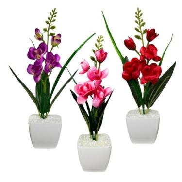 Imagem de Arranjo De Flores Orquídeas Artificiais Decorativas Kit Atacado