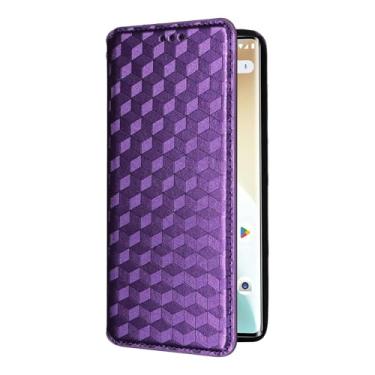 Imagem de Capas Compatível com vivo X200 Pro mini 5G,Carteira de couro Flip Phone Case com slot para cartão.Textura da grelha estereoscópica.Estojo de telefone giratório Standable (Purple)