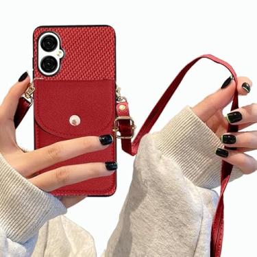 Imagem de Tuxiwei Capa carteira para BLU G64 17.3 cm, BLU G64 5G capa de telefone com porta-cartão, capa de couro PU, alça removível, ajustável, suporte mãos livres com fecho magnético, capa BLU G64, vinho