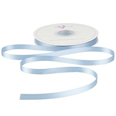 Imagem de MAYREEL Fita de cetim dupla face azul empoeirada de 1,9 cm fita fina para embrulho de presente buquês florais convites laços, artesanato, decoração de festa de casamento, costura de 50 metros