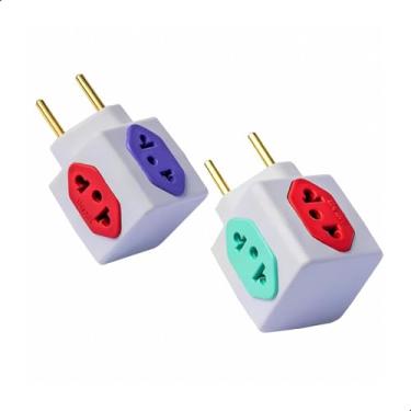 Imagem de Kit com 2 Unidades de Adaptador de Tomada Múltiplo 10a e 20a com 3 Entradas
