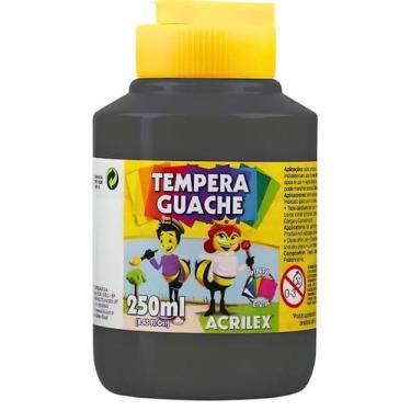 Imagem de Tinta Guache 250ML Pintura Tempera Guache Escolar Acrilex, Preto