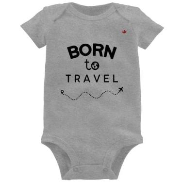 Imagem de Body Bebê Born to travel - Foca na Moda, Cinza, M