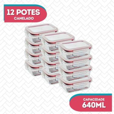 Imagem de 12 Potes 640ml Vidro Hermetico Resistente Micro-ondas Marmita - Belo V