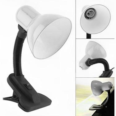 Imagem de Luminária De Mesa Articulada Branca Com Garra Presilha Entrada E27 Bivolt Para Leitura