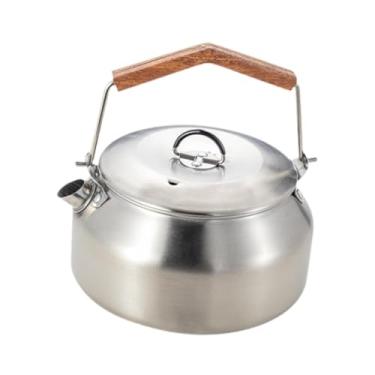 Imagem de menolana Camping Kettle Picnic Tule Bunende de panela de água de água para ferver água sobre fogo, Prata