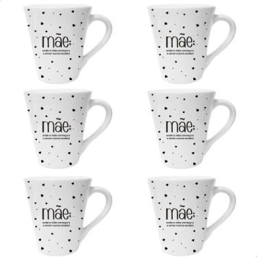 Imagem de Kit De 6 Xicaras Canecas De Porcelana De 110ml Dia Das Mães Presente M