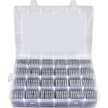 Imagem de FULLCASE 168 cápsulas de moedas de 46 mm com junta de espuma e caixa organizadora de plástico, 6 tamanhos (20/25/27/30/38/46 mm) porta-moedas para colecionador de moedas