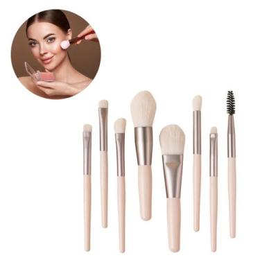 Imagem de Kit 8 Peças De Pincéis De Maquiagem Mini Para Bolsa Necessaire - Kit 8