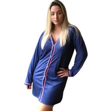 Imagem de Camisola manga comprida feminina aberta com botões camisão longa mater