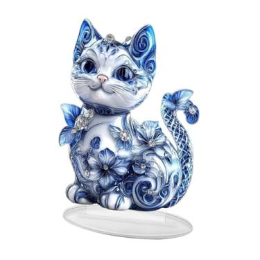Imagem de Vaveren ACRYLIC Desktop Sign Cat Ornament 2D Design de interiores de interiores Tabela de arte Centropipe Pleda Placa Animal Display para Cabinete de TV Home
