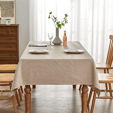 Imagem de BALCONY & FALCON Toalha de mesa retangular estilo jacquard resistente à água para jantar, cozinha, cafeteria, festas e uso ao ar livre (bege, 119 x 119 cm)