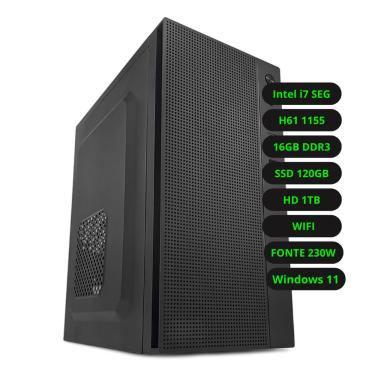 Imagem de Computador cpu Intel Core i7 H61 16GB DDR3 ssd 120GB HD 1TB WiFi Windows
