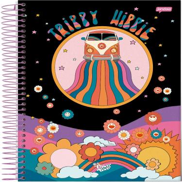 Imagem de Caderno Espiral Universitário Flower Power 80 Folhas Jandaia Capa Dura