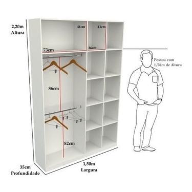 Imagem de Armário Colmeia Cabideiro Duplo M14 Loja Closet Expositor