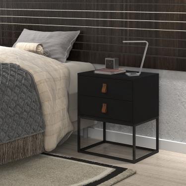 Imagem de Mesa cabeceira unic 45Cm estilo industrial base de ferro Preto Cor: Preto