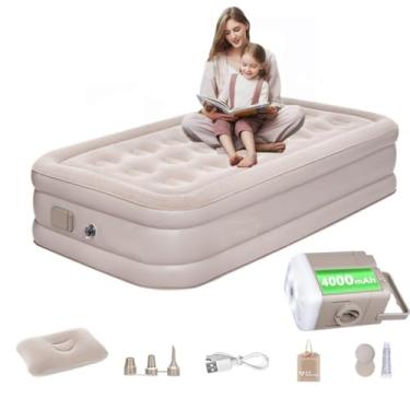 Imagem de JOYFOX Colchão de Ar Inflável Solteiro 191x98x46cm, Bomba USB Removível, À Prova D'Água, Suporta 300kg, para Camping, Viagens e Casa