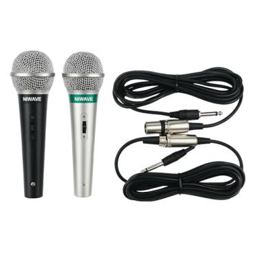 Imagem de Kit 2 Microfones Niwave Profissional Com Fio 3m Dinâmico Para Karaoke, Para Igreja, Para Palestras, Para Eventos