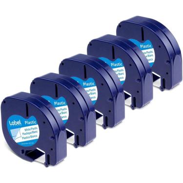 Imagem de Etiquetas compatíveis kingdom Substituição para dymo LetraTag Refiss 91331 White Plastic Label Tape 12mm x 4m (1/2 x 13') para Dymo Letra Tag Label Ma