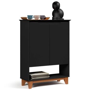 Imagem de Aparador Cantinho Do Café 2 Portas 68cm Hall Flow Preto - Ej Móveis
