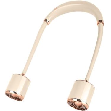 Imagem de Ericfavre Ventilador de pescoço portátil, ventilador USB mãos livres com vento forte, 360° ajustável alta flexibilidade ventilador pessoal vestível para escritório, casa, ao ar livre, viagens (dourado