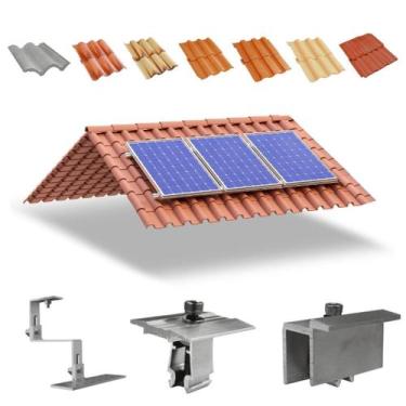 Imagem de Kit Estrutura Suporte Fixador 03 Placas Painel Solar - Perfil Master