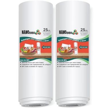 Imagem de 2 Rolos Nanocubos 25x500 transparentes, Embalagens, Sacos com Ranhura para Seladora A Vácuo