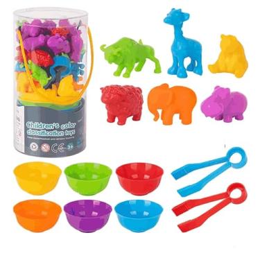 Imagem de Brinquedo Montessori Educativo Animais De Silicone Classificação Das Cores | Montessori Conjunto De Contagem Animal Brinquedo Colorido Educacional Criativo (Animais)