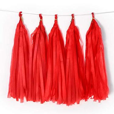 Imagem de Borla de papel para pendurar enfeites de papel da Bining Teissue decoração de festa para decorações de festa casamento, festivais, decoração de chá de bebê 20 peças, DEEP RED 35CM