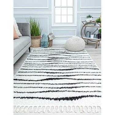 Imagem de CosmoLiving By Cosmopolitan Tapete BT10A Daydream Listra Branca Moderna Sem Descamação Sala de Estar Quarto Sala de Jantar Casa Escritório Área de Quarto, 6'6" x 10'